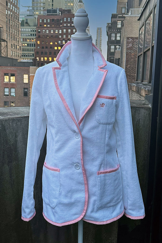 White with Pale Pink Women's Toweling Blazer